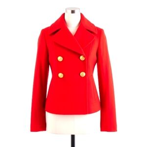 J. Crew Nello Gori Wool Peacoat Pullover  In Electric Red Size 6